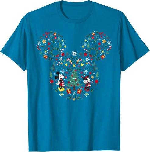 Vista 6 de Disney Mickey y Minnie Mashup Navideño Camiseta de Manga Corta Negro