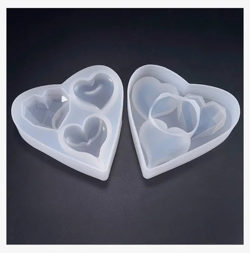 Vista 5 de Molde epoxi con forma de corazón profundo de 6 estilos, molde de silicona de tamaño de más de 1 pulgada, cuentas en forma de corazón de amor