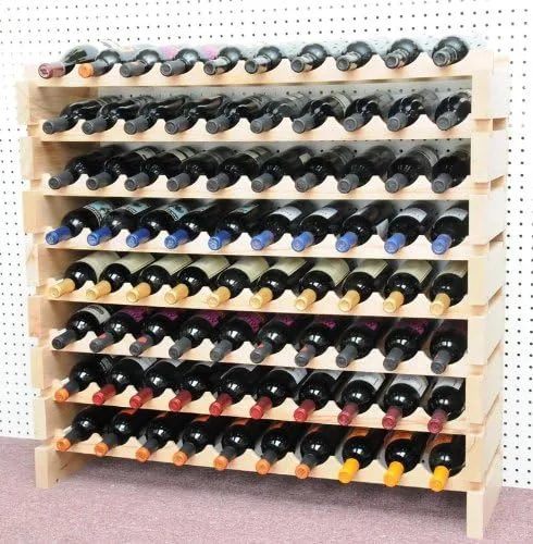 Vista 5 de Estante de vino de madera -40 botellas modulares de madera dura para vino (10 botellas x 4 estantes)
