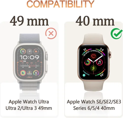 Vista 2 de Juego de 2 fundas de PC duro para Apple Watch SE 3 (2025) / SE2 / SE / Series 6/5/4, protector de pantalla de 40 mm, con protector de pantalla
