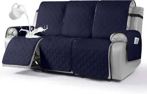 Vista 45 de VANSOFY Funda impermeable para sofá reclinable, lavable, funda para sofá reclinable de 1 pieza, protector de muebles con correas elásticas, bolsillo