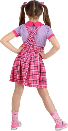 Vista 2 de Disfraz de nerd científico para niñas camisa, falda con correas de hombro, corbatín, gafas y calcetines