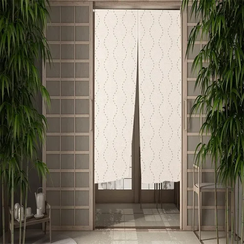 Vista 3 de Leowefowa Noren - Cortina de puerta de estilo japonés con cuentas estampadas con cuentas estampadas, panel de tapiz para puerta, divisor