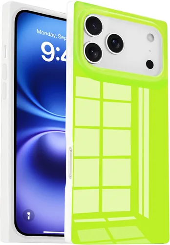 Vista 20 de Funda rectangular compatible con iPhone 15 Neon para mujer, diseño de lujo de fluorescencia brillante, flexible, suave, delgada, de gel de goma TPU