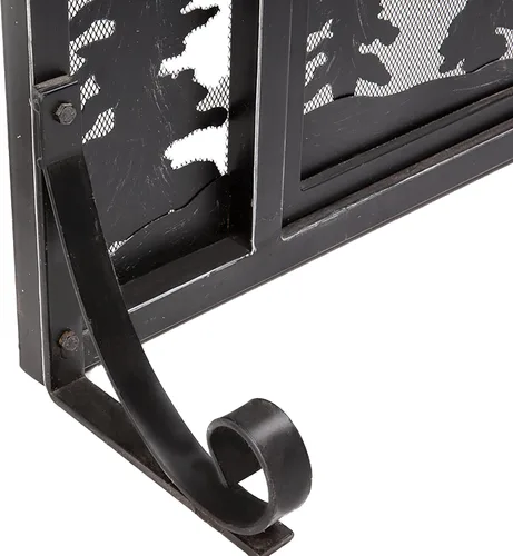 Vista 9 de Plow & Hearth - pantalla para chimenea de acero y metal con puerta, 44 נ12.5 נ33 pulgadas, negra