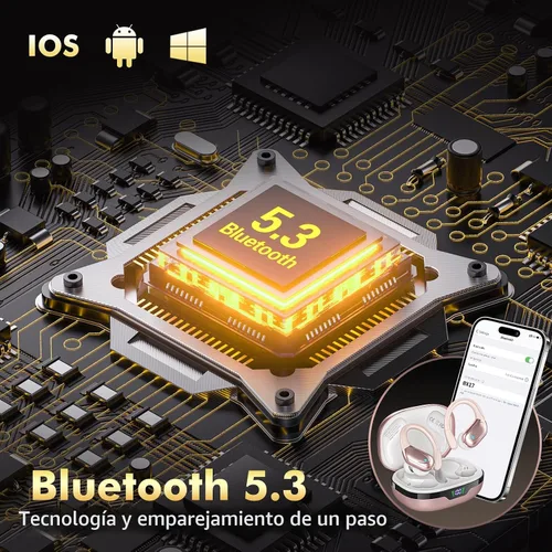 Vista 4 de Auriculares inalámbricos Bluetooth 80 horas de reproducción de auriculares con pantalla de potencia con micrófono con cancelación de ruido