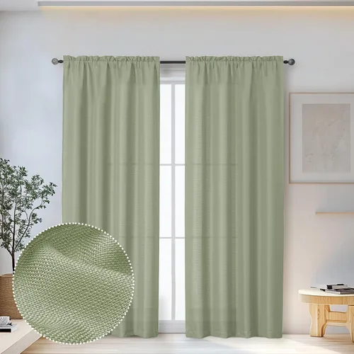 Vista 77 de OWENIE Bob Juego de 2 Paneles de Cortinas Negras de Cocina para Ventanas de 36 Pulgadas de Largo, Cortinas Cortas de Café con Textura de Lino
