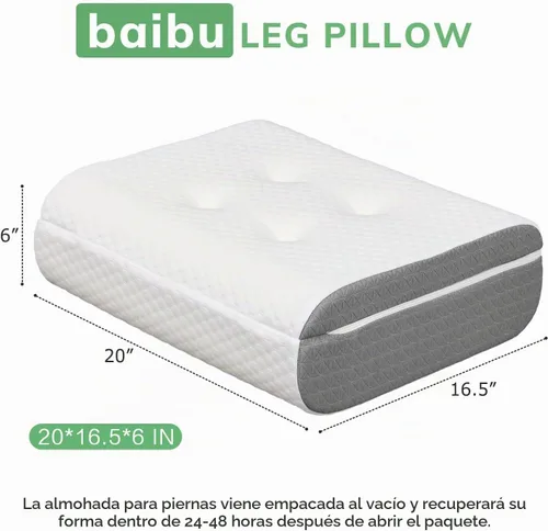 Vista 2 de baibu Almohada de elevación de piernas de doble capa para soporte de piernas y rodilla, almohada de elevación de pies para dormir, circulación