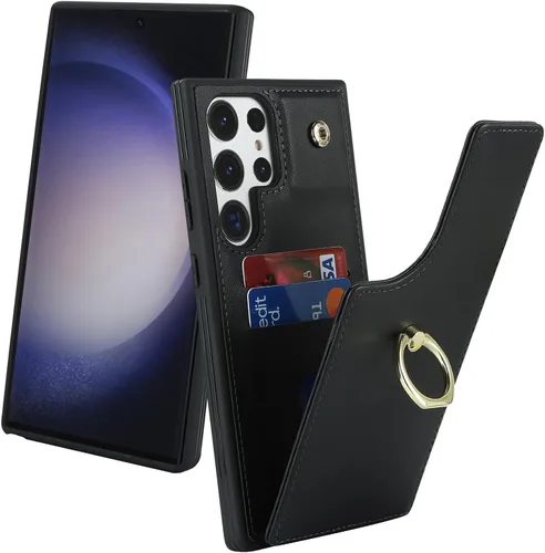 Vista 51 de Lipvina Funda para Samsung Galaxy A03s con tarjetero, Galaxy A03s Funda tipo cartera para mujer, tarjetero de crédito, soporte de anillo, fundas