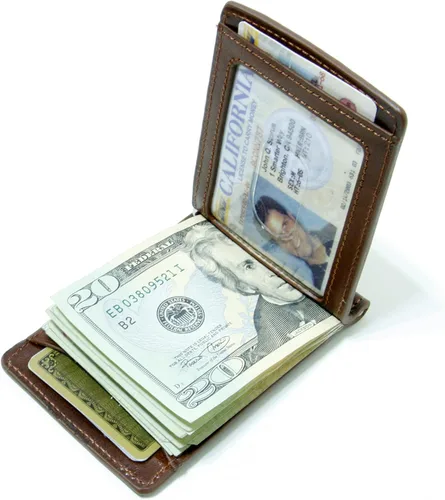 Vista 2 de Storus - Cartera de piel fina con abrazadera de metal para retirar 1 dólar a la vez