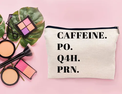 Vista 4 de Bolsa de maquillaje para enfermera, color negro, divertido regalo de agradecimiento para enfermera, pequeña bolsa de cosméticos para bolso, HSXL11-10