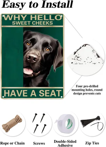 Vista 5 de Labrador Retriever - Letrero de metal con texto en inglés "Why Hello Sweet Cheeks Have A Seeks Have A Seeks" (1683)