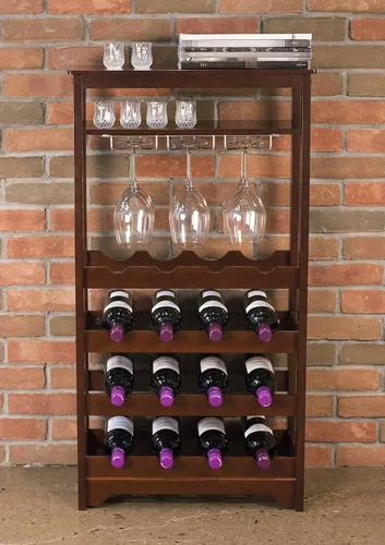 Vista 2 de Merry Products - Estante para vino de 16 botellas, color espresso