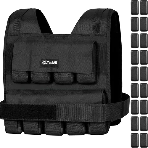 Vista 12 de Yes4All - Chaleco con peso ajustable de 11 a 32 libras con tira reflectante, chaleco de peso grande para entrenamiento de fuerza para hombres