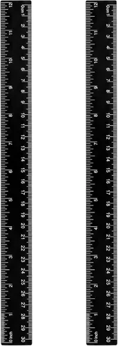 Vista 6 de EBOOT Paquete de 2 reglas de plástico rectas, herramienta de medición de plástico para estudiantes, escuela, oficina (negro, 12 pulgadas) Straight