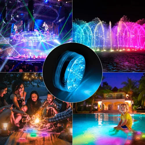 Vista 8 de LOFTEK Luces LED sumergibles con control remoto, 13 luces LED de piscina para piscinas enterradas y sobre el suelo con imanes y ventosas, 16 luces