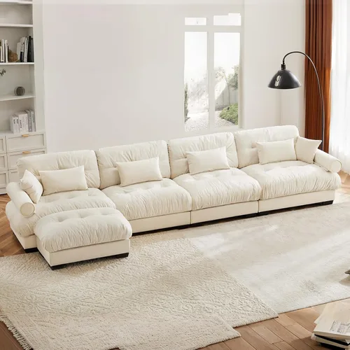 Vista 40 de Juego de sofá modular con asiento profundo de 94.4", tela de chenilla, loveseat seccional moderno para sala de estar, cómodo loveseat de felpa tipo