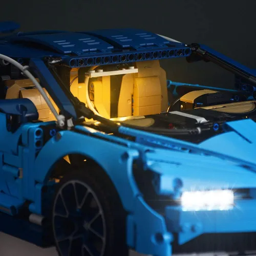 Vista 6 de GEAMENT Kit de luces LED versión mejorada para Technic Bugatti Chiron – Compatible con el modelo de construcción de autos de carreras Lego 42083
