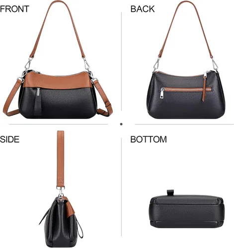 Vista 12 de Over Earth Genuine Leather Crossbody Bags for Women Small Hobo Handbags Shoulder Purses with 2 Detachable Straps