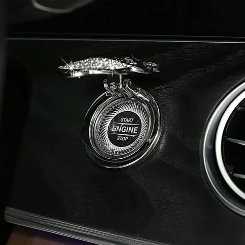 Vista 6 de AUCELI Bling Owl - Cubierta de botón de arranque y parada de motor de automóvil, calcomanía protectora de diamantes de imitación para botón