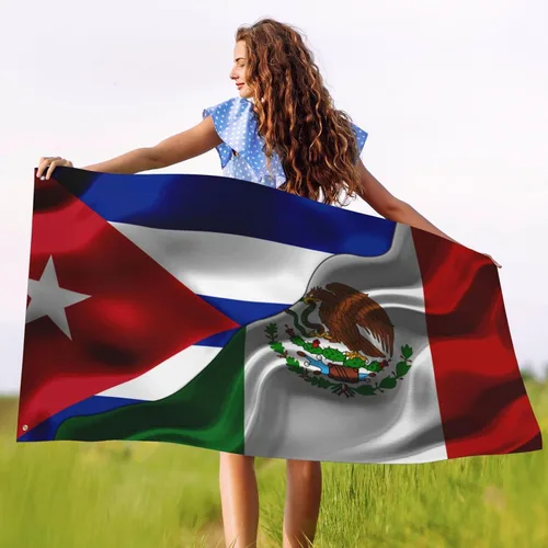 Vista 5 de Banderas de bandera mexicana de Cuba y Michoacán para exteriores de 3 x 5 pies, tres capas de tela para coser a doble cara, impresión de 3 x 5 pies