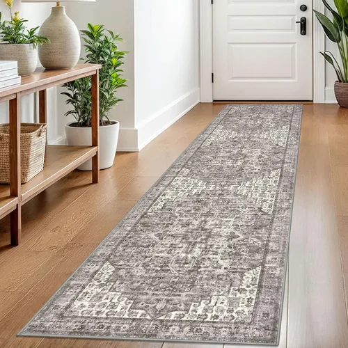 Vista 79 de SIILOOM Alfombra lavable de 2 x 3 pies, alfombra suave color taupe ceniza para entrada, tapete antideslizante para puerta de interior, tapete