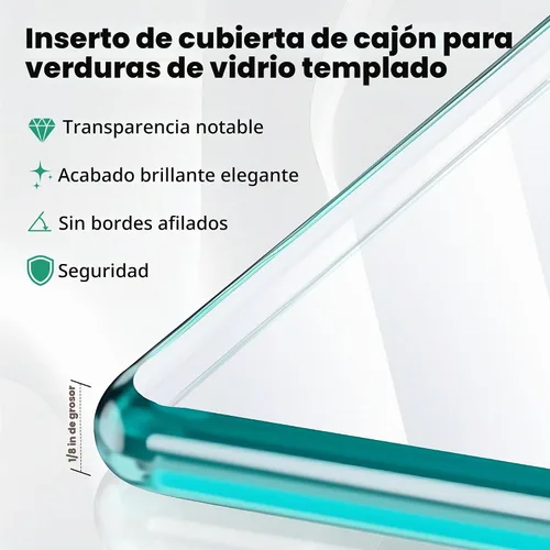 Vista 6 de Repuesto de estante de vidrio para refrigerador, 240350608 AP2115928, compatible con Fri-gidaire Ken-more Cro-sley - 24 x 15.5 x 1/8 pulgadas