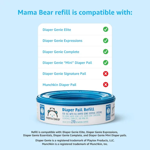 Vista 3 de Marca Amazon – Mama Bear – Recambios para cubos de pañales Genie, sin perfume, 270 unidades (paquete de 1)