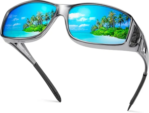 Vista 64 de Night Vision Driving Glasses for Men & Women - Polarized Anti Glare Fit Overs with Wrap-Around HD Yellow Lens