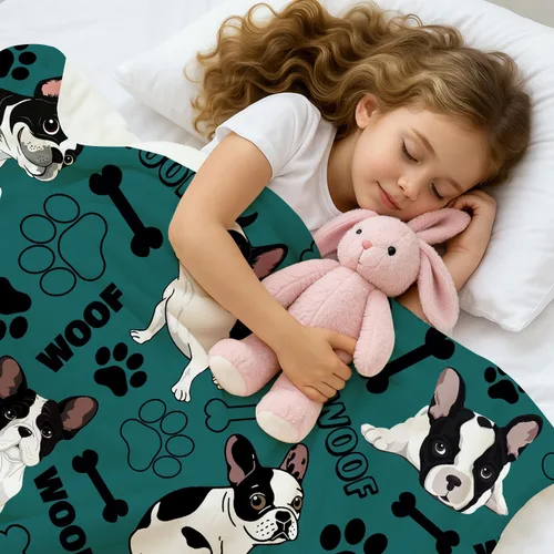 Vista 4 de Bonita manta de franela suave y acogedora de Boston Terrier, decoración de ropa de cama para niños y adultos, regalos para amantes de los perros