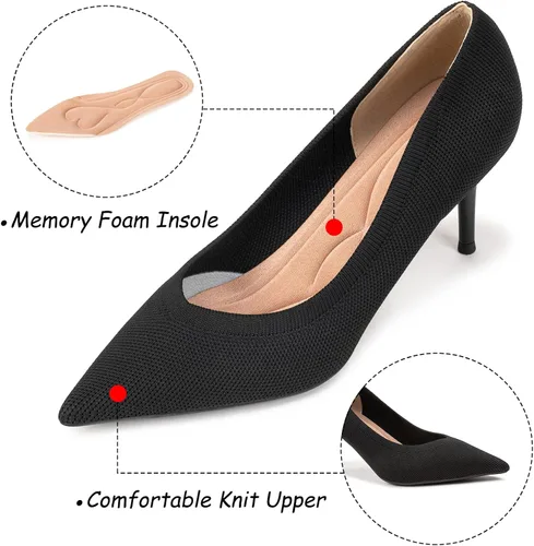 Vista 8 de LYTIYO Zapatos de tacón bajo con punta puntiaguda para mujer