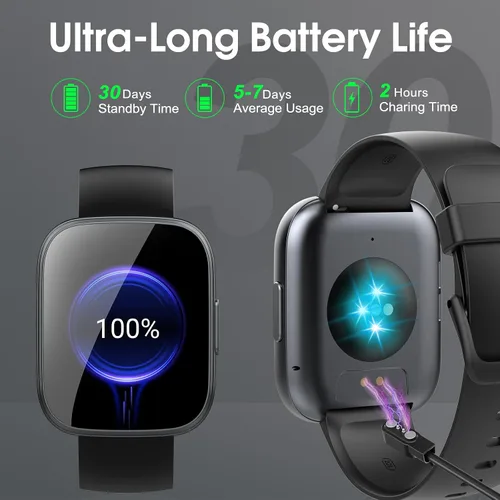 Vista 7 de Reloj inteligente para hombres y mujeres (respuestahacer llamadas), reloj de fitness con pantalla táctil HD de 1.95 pulgadas con monitor