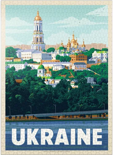 Vista 9 de MyPuzzle Ukraine: Kiev, póster vintage, rompecabezas de 100 piezas para adultos