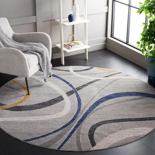 Vista 22 de SAFAVIEH Odyssey Collection - Alfombra de pasillo de 2 pies 2 pulgadas x 8 pies, marfil azul y dorado, diseño abstracto moderno, ideal para zonas