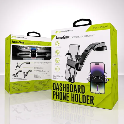 Vista 6 de Bracketron AutoGrip - Soporte para teléfono de coche de perfil bajo con succión TemperBond One-handed automatic grip, low-profile clear-view arm