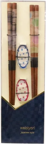 Vista 10 de Ishida WABIYORI 60181 Tsukiyama - Palillos para parejas, incluye soporte para palillos