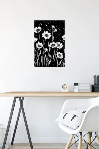 Vista 6 de Trends International Episodic Drawing - Midnight Golden Waves Wall Poster, 14.72" x 22.37", Premium Poster & Push Pin Bundle