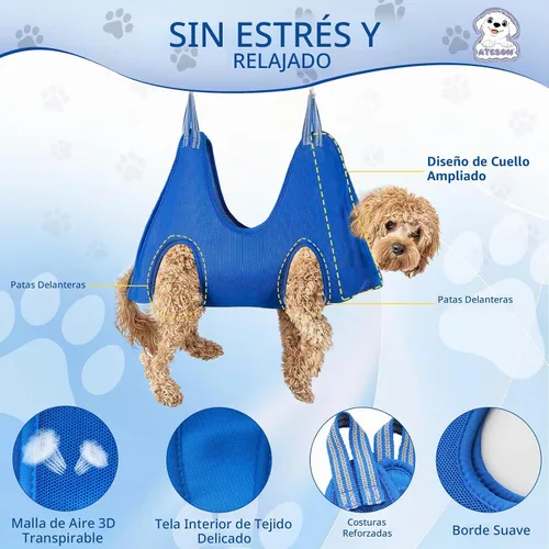 Vista 2 de Hamaca de aseo para mascotas para perros y gatos pequeños – Eslinga para recortar uñas con cortaúñas, lima de uñas y tijeras – Arnés de aseo