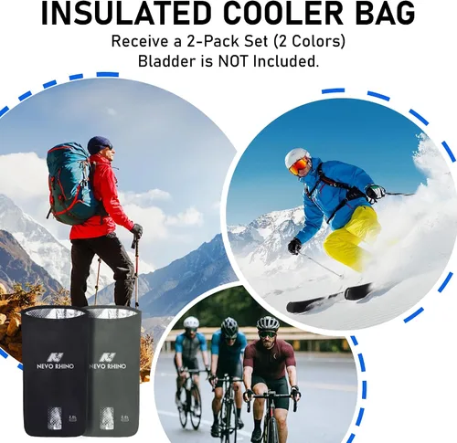 Vista 5 de N NEVO RHINO 2 bolsas aislantes de vejiga de agua, bolsa protectora para vejigas de hidratación de 2L-3L, funda aislante de vejiga de agua mantiene