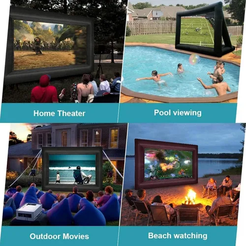 Vista 6 de Outdoor Projector Screen Blow Up Tv Movie Screen Portable Projector Screens with Blower for Portable Front/Rear Projection Backyard Movie