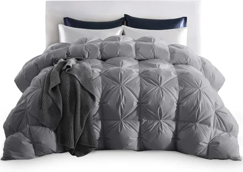 Vista 11 de puredown® Edredón de plumón de ganso gris tamaño individual 800 poder de relleno, 100% algodón para todas las estaciones, relleno de edredón