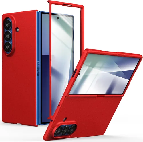 Vista 21 de Funda delgada para Galaxy Z Fold 5, [película de pantalla frontal dura transparente incorporada + parte trasera de policarbonato duro]