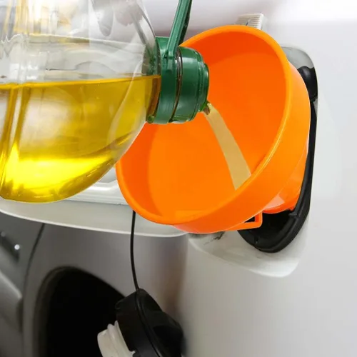 Vista 8 de VICASKY Embudo automotriz en ángulo recto sin derrames multifunción de plástico de cuello largo embudo de aceite de extensión de embudo de coche