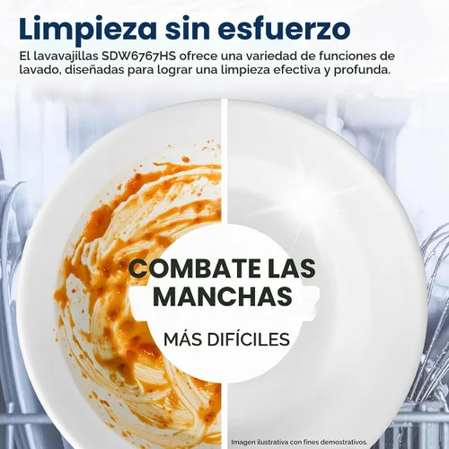 Vista 8 de Lavadora inteligente SHARP SDW6767HS. Funciona con Alexa. Incluye luces LED interiores, interior de acero inoxidable, secado con calor y asistencia