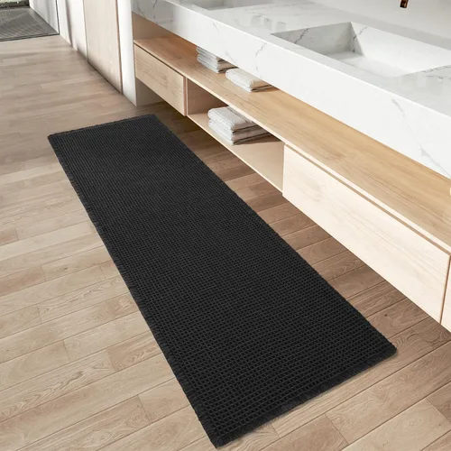 Vista 47 de AMOAMI Tapete de baño mejorado con diseño de gofre, súper absorbente, antideslizante, para suelo de baño, lavable a máquina, con borlas, tapetes