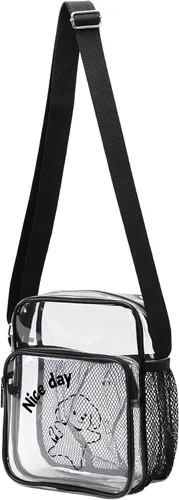 Vista 18 de TINYAT Bolso cruzado transparente para eventos de estadio para mujer, con correa ancha ajustable, bolsa de hombro transparente