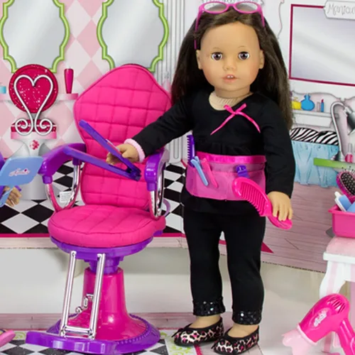 Vista 4 de Sophia's Juego de cuidado del cabello de muñecas de 18 pulgadas, juego de simulación, 14 piezas accesorios de peinado para muñecas Juego de 14 piezas