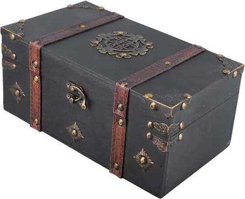 Vista 2 de jerss Caja de almacenamiento de madera retro para libros de joyería, caja de caja antigua para organizador de bolsas de almacenamiento, organizadores