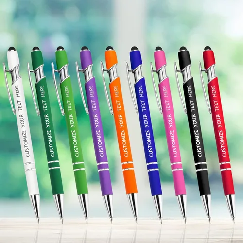 Vista 6 de Bolígrafo personalizado, 1 unidad, bolígrafo personalizado con logotipo de mensaje de nombre comercial grabado, lápiz digital de tinta negra suave