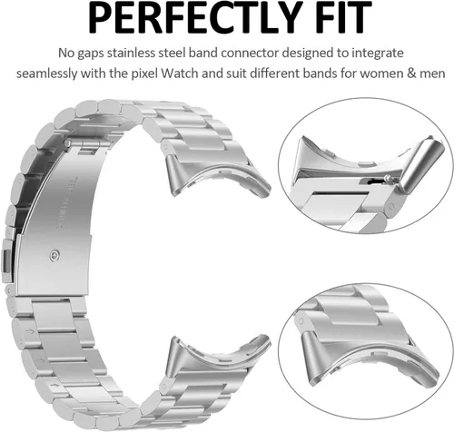 Vista 3 de Paquete de 4 conectores de correa de reloj compatibles con adaptador de reloj Google Pixel Watch 2, adaptador de conector reemplazable de metal